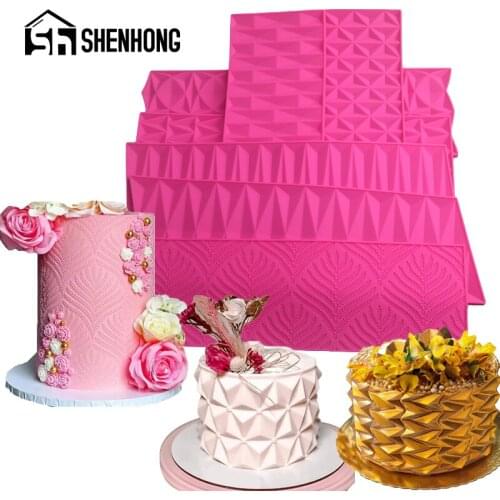 SHENHONG Silicone Moulds Diamond Design Lace Mat Fondant Cake Molds Border Decorating Tools Sugarcraft Bakeware Resin Clay Pan