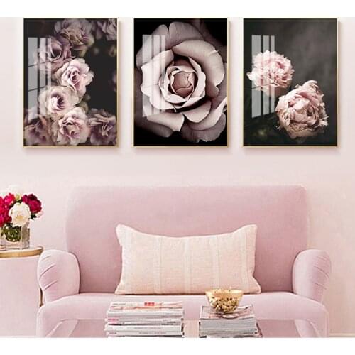 Scandinavian Fashion Poster Pink Flower Sexy Girl Nordic Style Wall Art Canvas Print Painting Modern Living Room Decor Picture