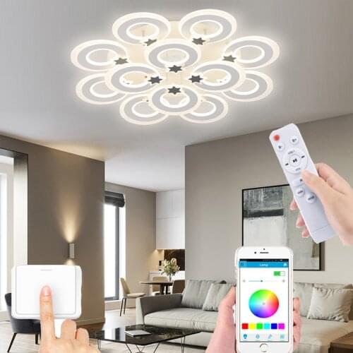 Modern bedroom LED ceiling lamp smart remote control dimming lamp living room lamp villa dining room lighting indoor room lamp
