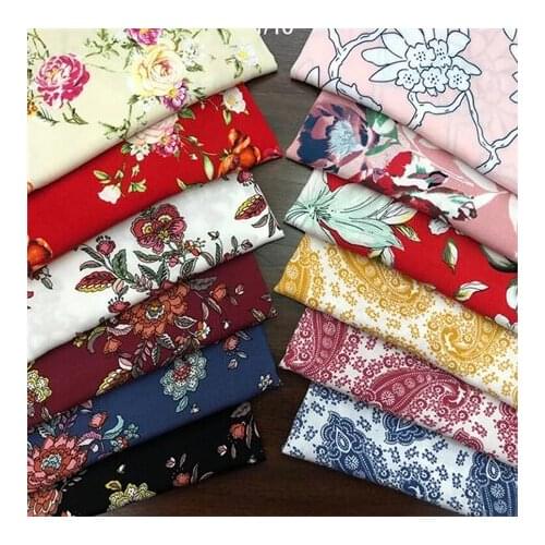 Rayon fabric dark floral printed fabric dress fabricLFCK080058