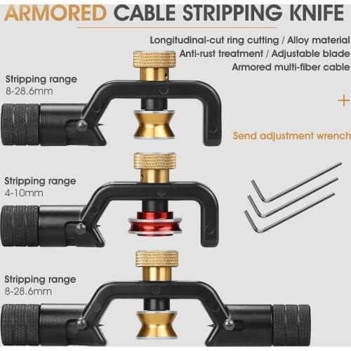 Cable Stripper 4-10mm/8-28.6mm Transverse Armored Cable Stripping Knife Fiber Optic Cable Slitter