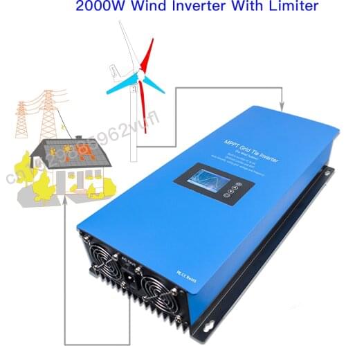 2000W MPPT Wind Power On Grid Tie Inverter With Free Limiter Sensor Dump Load For 48V AC Wind Turbine Generator Ship From Spain