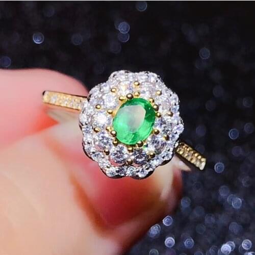 CoLife Jewelry Classic Emerald Ring for Wedding 4mm*5mm Natural Emerald Silver Ring 925 Silver Emerald Jewelry