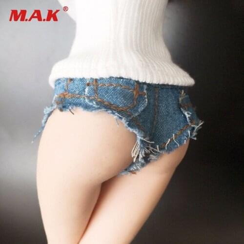 1:6 Scale Female Girl Lady Clothing Clothes Set Model Toy White sweater& Blue Jeans Shorts Fit Phicen Woman Body Figure