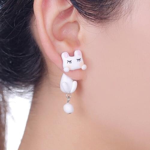 TTPAIAI 30 Handmade Polymer Clay Cute Rabbit Stud Earrings Fashion Jewelry 3D Animal Earrings For Women Girl Best Gift