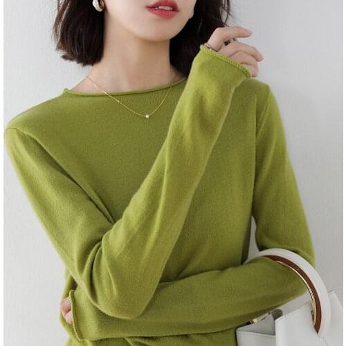 Oneck Pullovers Women 100% Autralian Wool Knitted Sweaters 7Colors Long sleeve Ladies Fashion Knitwears Clothes