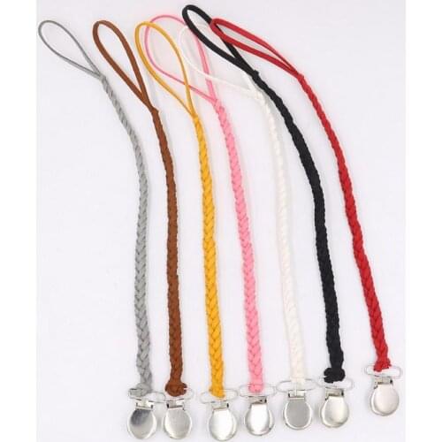 100pcs Leather Pacifier Clips Chain Clip Pacifier Holder Braided Clip Nipple Holder Soother Chain
