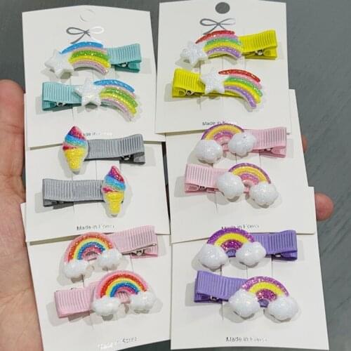 12Pcs/Set Girls Cute Rainbow Ice Cream Hair Clips Kids Lovely Hairpins Headband Barrettes Kids Fashion Hair Accessories Gift