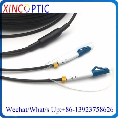 2Cores 10M SM G657A1,4.0mm LSZH/TPU Black Cable,LC/UPC(2Fiber)-LC/SC/ST/FCPC Single Mode Armored Fiber Optical Patch Cord Jumper