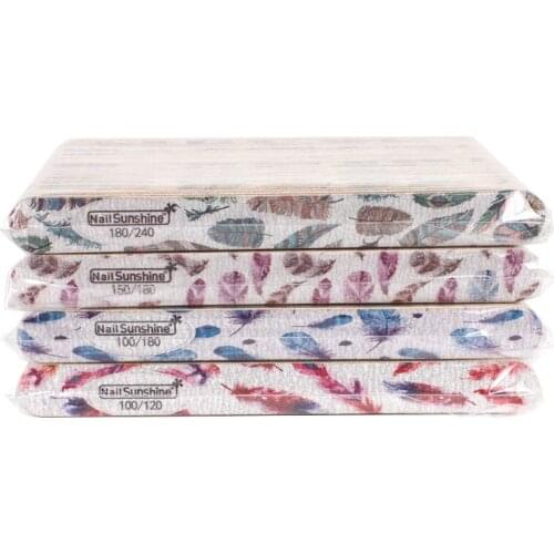 50pcs/lot Wooden Nail Art Files 100/180/240 Straight Buffer Block Pedicure Manicure Sanding file Washable UV gel polishing tool