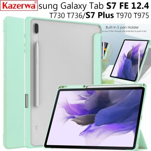 Acrylic Transparent Smart Case For Samsung Galaxy Tab S7 FE T730 T736/ S7 Plus T970 T975 T976 Auto Sleep Wake Tablet Stand Cover
