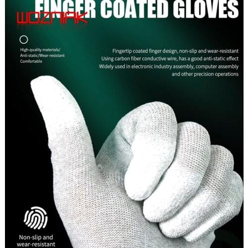 RELIFE RL-063 Antistatic Glove Antiskid ESD Electronic Working Gloves PU Coated Finger Protection For Computer Phone Repair