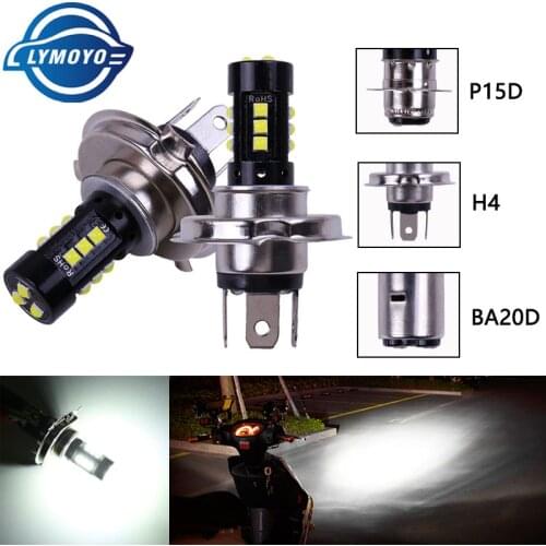 Car led Motorcycle Headlight H4 P15D BA20D COB 3030 15SMD Hi/Low Bulb All-In-One Lamp Motor Headlamp Motor Styling DC12v White