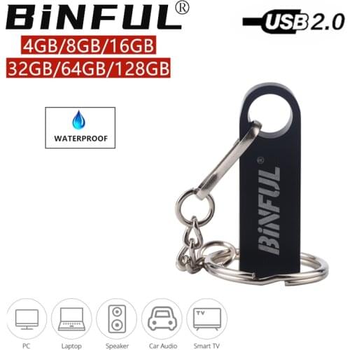 BiNFUL Waterproof Black metal usb flash drive pen drive 4GB 8GB 16G 32G 64G 128G usb 2.0 pendrive memory stick u disk flash Gift