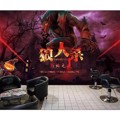 Customized large-scale 3D mural wallpaper werewolf kill decorative painting background wall