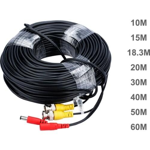 CCTV DVR Camera Recorder system Video Cable DC Power Security Surveillance BNC Cable 10~60M
