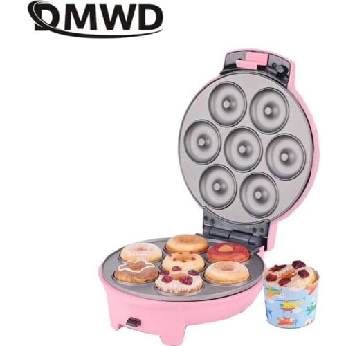 DMWD Multifunctional 3 Moulds Doughnut / Ice Cream Cone / Waffle Maker 2 Sides Heating Removable Bakeware DIY Crepe Maker 220V