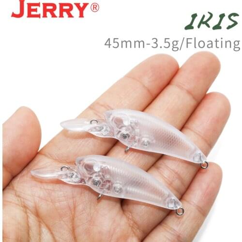 Jerry Iris Micro Spinning Unpainted Blank Body Fishing Lure Wobbler Hard Lures Trout Bass Diving Floating Plug 45mm Crankbait