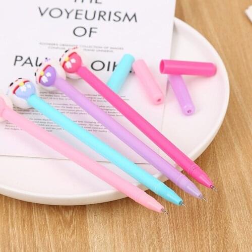 20PCs Gel Pens Korean Stationery Cartoon Cat Pen Creative Cute Student Exam Black Ink Pen Kawaii School Supplies Gift Wholesale