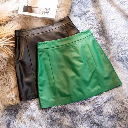 Genuine Sheepskin Leather Skirts for Women 2021 Female High Waist Skirts Summer Women Short Skirt Ropa De Mujer Zjt2458