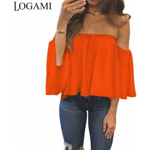 LOGAMI Womens Chiffon Blouses
