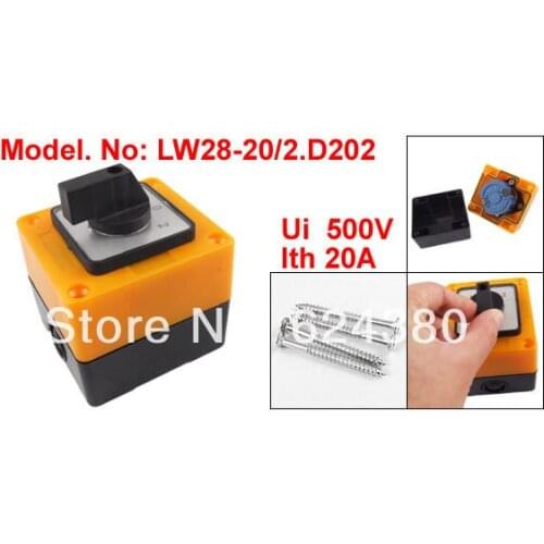 LW28-20/2 D202 500V 20A Three 3 Postion Universal Rotary Cam Combination Changeover Switch Station 8 Screw Terminal