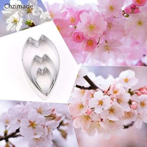 Lychee Life 3Pcs/lot Stainless Steel Cherry Flower Polymer Clay Cutter Mold Designer DIY Ceramic Pottery Clay Tools Craft