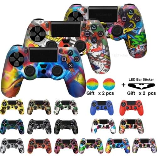 18 Colors Soft Silicone Rubber Skin Case For PS4 Gamepad Protective Cover For Sony Play Station4 Pro Slim Controller Camo Style