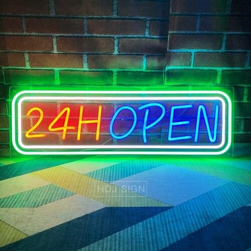 Pink Blue Light Up 24H Open Signage Led 3D Custom letrero Neon Signs Lights Letters For Shop Store Business