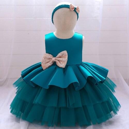 2021 New Baby Princess Dress Sleeveless Mesh Little Girl One-Year Birthday Cupcake Dress For Girls Dresses Send Bowknot Headband