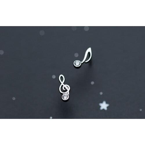 2021 New Musical Note Stud Earring For Simple Hollow Women Asymmetry Geometry Round Zircon Ear Rings Stylish Girl Jewelry Trend