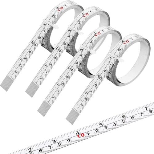 New 4 Pieces Self-Adhesive Measuring Tape,Steel Ruler Tape Label,Metal Sticky Ruler Left or Right Read for Measuring,40 Inch