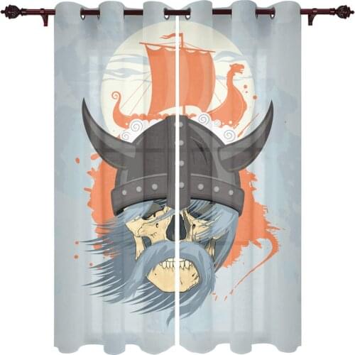 Translucent Exquisite Window Curtains Skull Armor Pirate Curtains Living Room Bedroom Panel Kitchen Custom Made Curtains