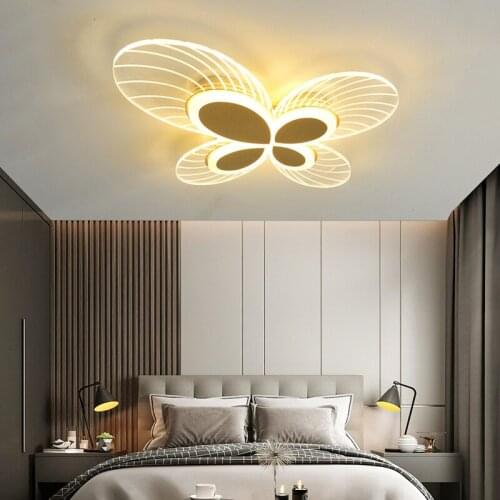 Modern LED Ceiling Lamp Golden Butterfly Acrylic Chandelier Light for Living Dining Room Bedroom Kitchen Home Decoration Fixture