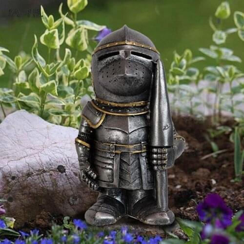 Medieval Knight Gnomes Guard Resin Figurine Art Ornament Garden Home Decor