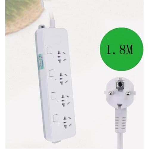 1.8M Power Strip EU Plug Power Strip Outlet Universal Socket Extender With Overload Protector Surge Protector Outlet Extension