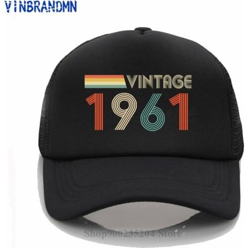 Vintage 1961 Baseball cap Dad Fathers day net cap Funny Born in 1961 summer hat Hello in club 60 Years 59th birthday gifts hats