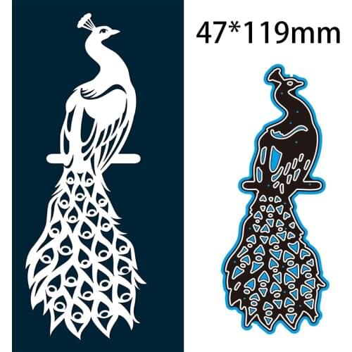Cutting Dies Peacock Stencil Craft for Scrapbook Stamps Dies Embossing Paper Gift Card 47*119mm