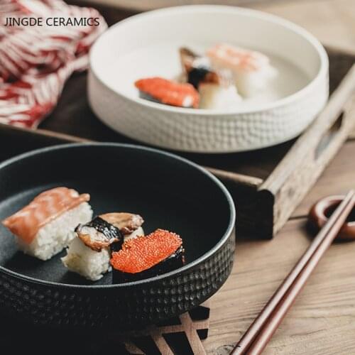 Japanese Style Creative Texture Ceramic Tray Home Decor Restaurant Kitchen Supplies Sushi Fruit Snacks Tray Cake Steak Plate