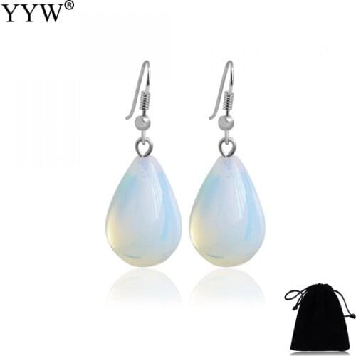 New Fashion Opal Earrings Teardrop Sea Opal Stone Drop Earring Sample Jewelry For Women Gift