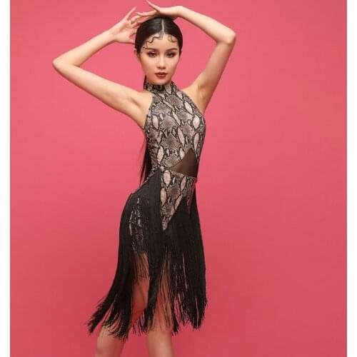 2021 New L9736 Women Latin Dance Dress Sleeveless Long Tassel Design Latin Dancing Practise Dress for Belly Dance Performamnce