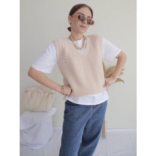 New Loose Sleeveless Sweater Spring Autumn Women Vest Sweaters Knitting Vest Joker Knitted Vest Wool Oversize Girls Pullover