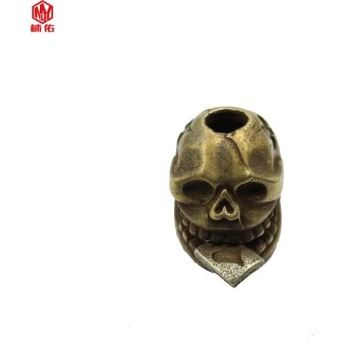 1PC Personality Poker Skull Retro Brass Copper EDC Paracord Beads Lanyard Pendants Knife Beads Umbrella Rope Cord Beads Pendants