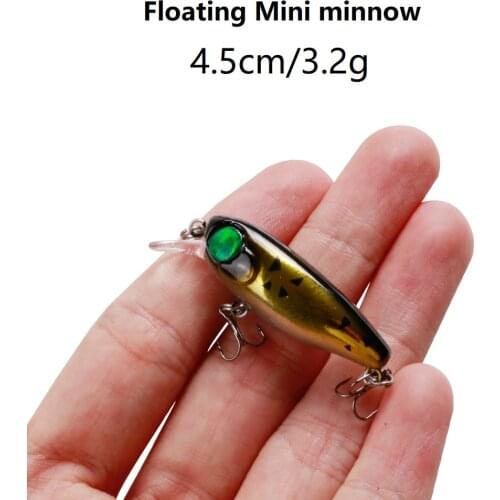 1pcs Floating Mini Mino lures 4.5cm/3.2g Topwater Hard Bait Wobbler Jig Bait With Two Treble Hooks bass Pesca Fishing tackle