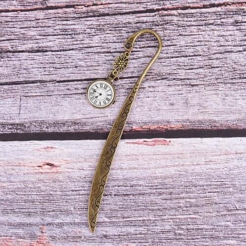 1 Pcs Vintage Bookmark Clock Pendant Bookmarks Paper Clips Metal Bookmarks Stationery Supplies