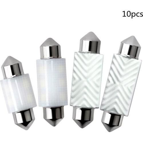 10PCS led car festoon C5W Bulb Festoon 3030 2SMD Ceramic 31mm C3W 3030 36MM 39mm 41mm Reading Interior Lighting