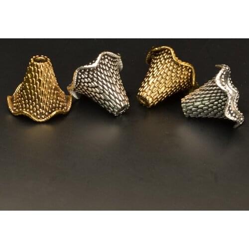 10pcs/lot Craft Horn Shape Alloy Beads Cap 20x16mm Gold/Silver Handmade Earring Jackets Tassel End Caps DIY Jewelry Making Charm