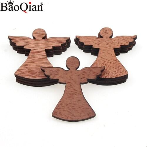 12Pcs 48x50mmWooden Cartoon Creative DIY Cute Angel Embellishments Wood Ornament Cutouts Craft Home Decoration Art Christmas