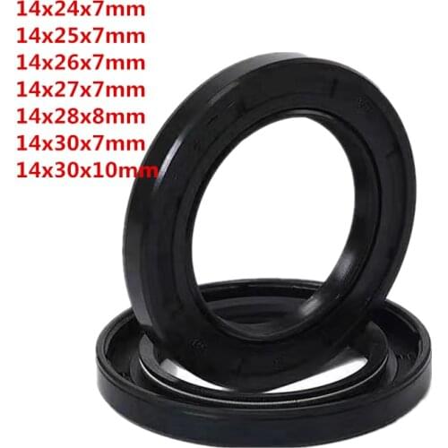 2pcs NBR Shaft Oil Seal TC-14*24*25*26*27*28*30*32*7/8/10 Nitrile Covered Double Lip With Garter Spring