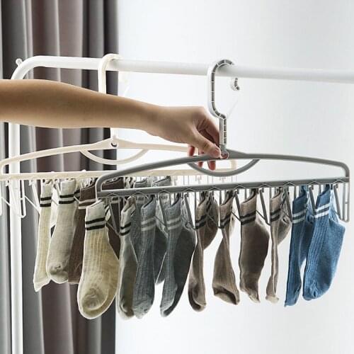 4Pcs/Set Hanger Multifunctional Windproof Drying Socks Hanger Seamless Anti-Slip Plastic Finishing Household Storage Artifact